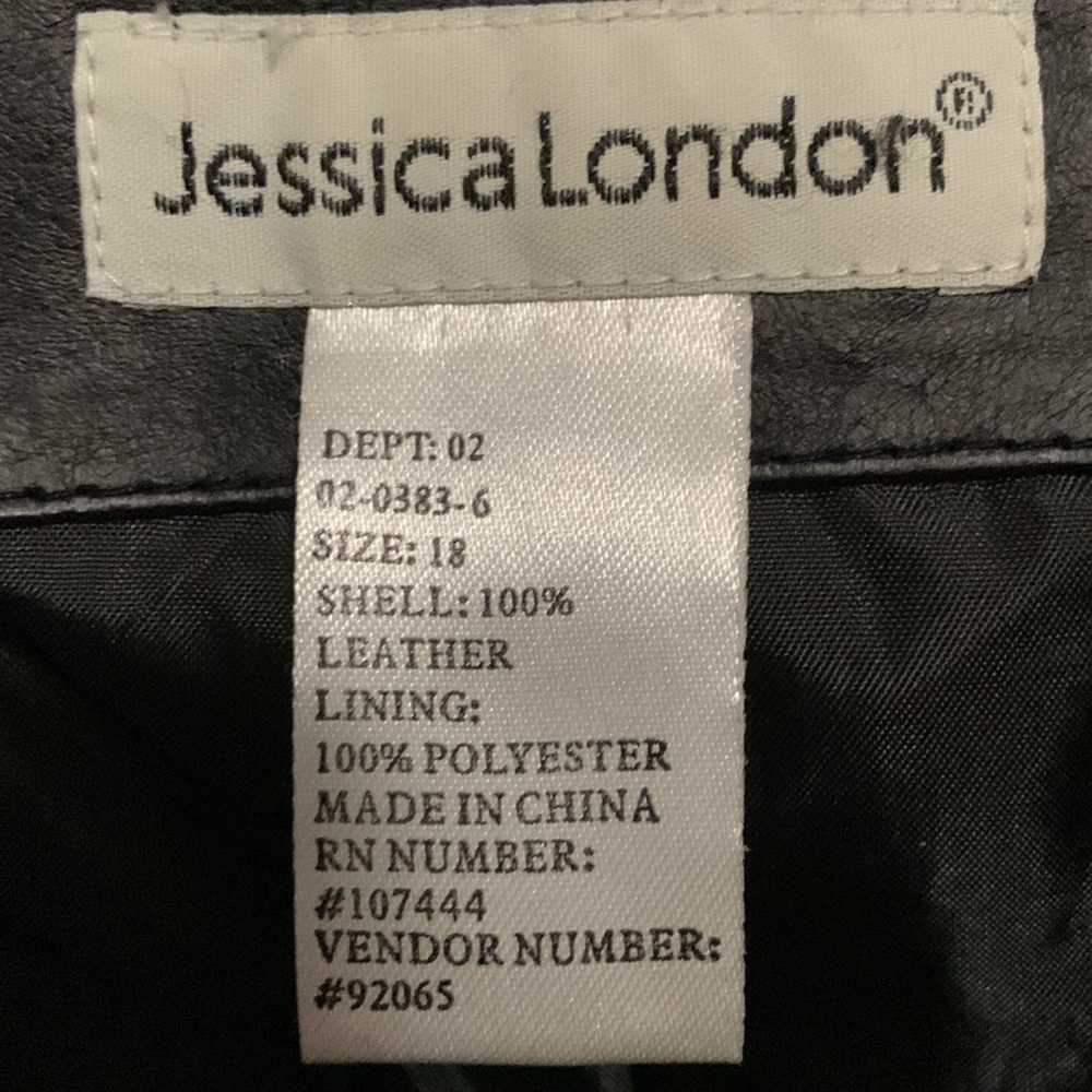 SOLD!!Jessica London black leather moto style jacket in women’s size 18 - Picture 2 of 12